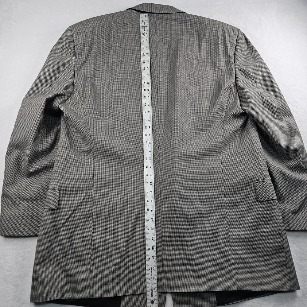 Vtg Joseph Abboud Suit Double Breasted Peak 48 XLong 36x34 Houndstooth 100% Wool